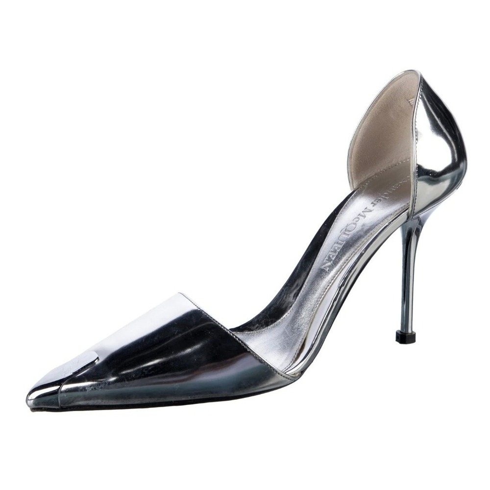 Alexander McQueen Pointed Toe Heels Spike Pumps Stiletto Silver